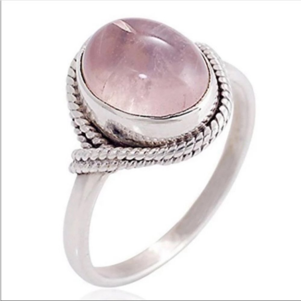 New Retro Pink Moonstone Vintage Round ring